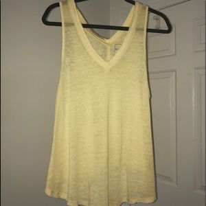 Free People Soft Yellow Flowy Tank Top